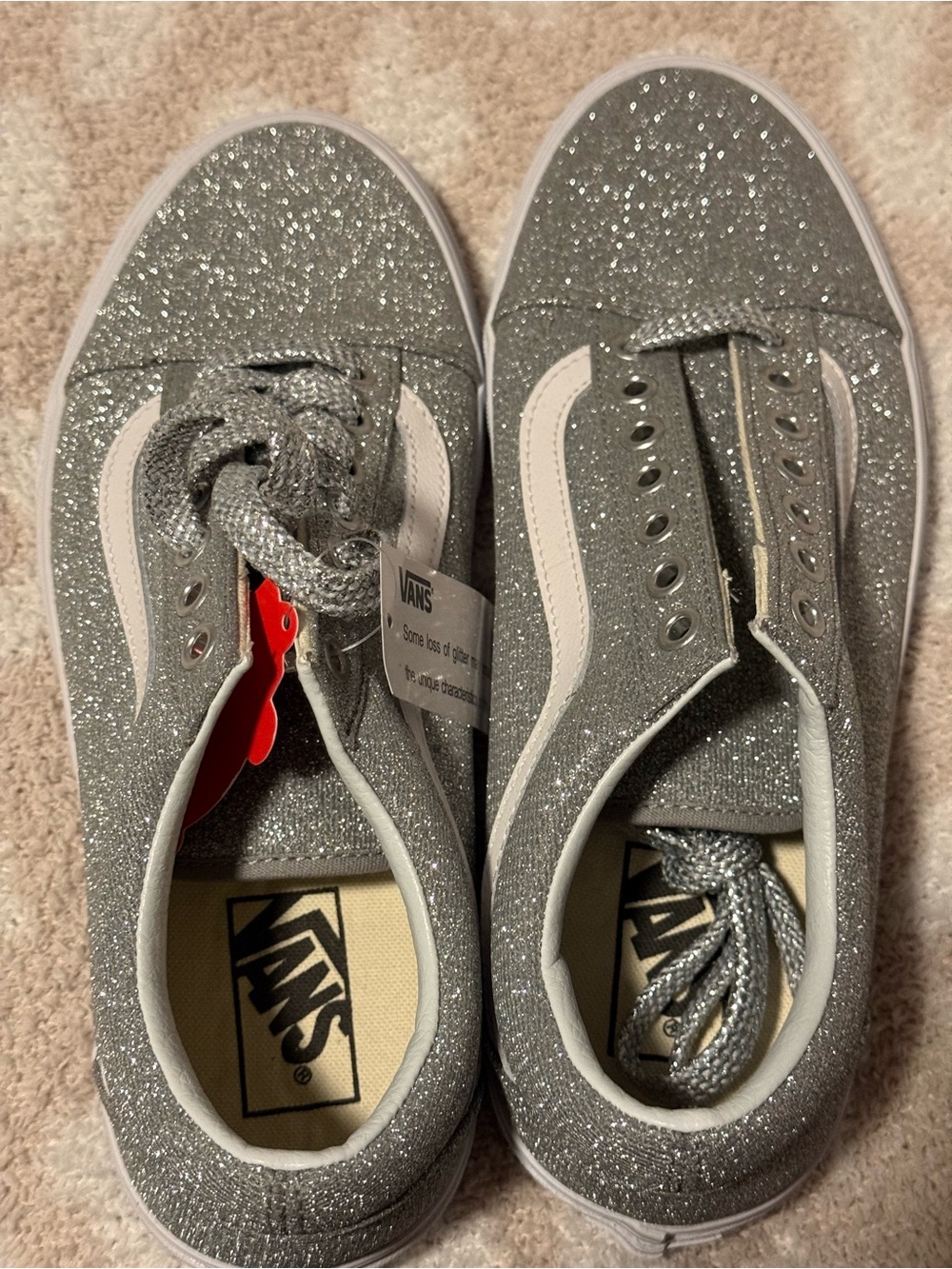 Vans Silver Glitter Low-Top Sneakers